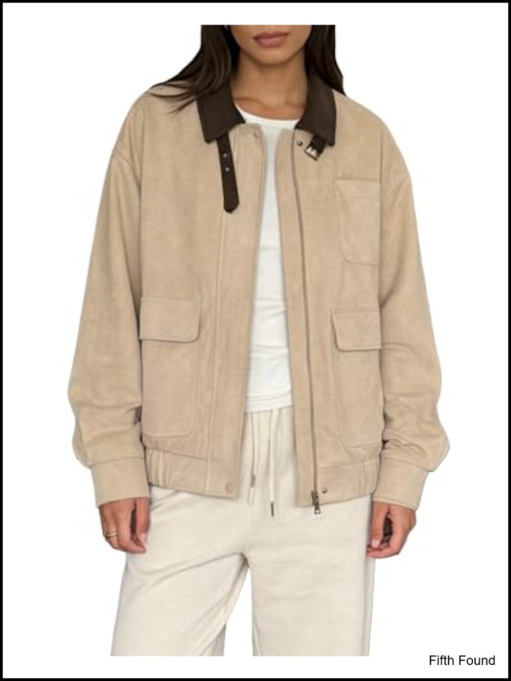 Faux Suede Bomber Jacket Oversized Barn Coat Corduroy Collar